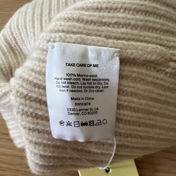 Halfdays Beanie Unisex Off White 100% Merino Wool - OS - New With Tags - Picture 6 of 6
